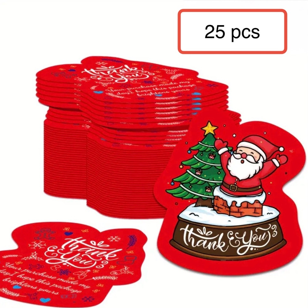 25 Pcs Red Santa Thank You Cards NWT - Picture 2 of 2